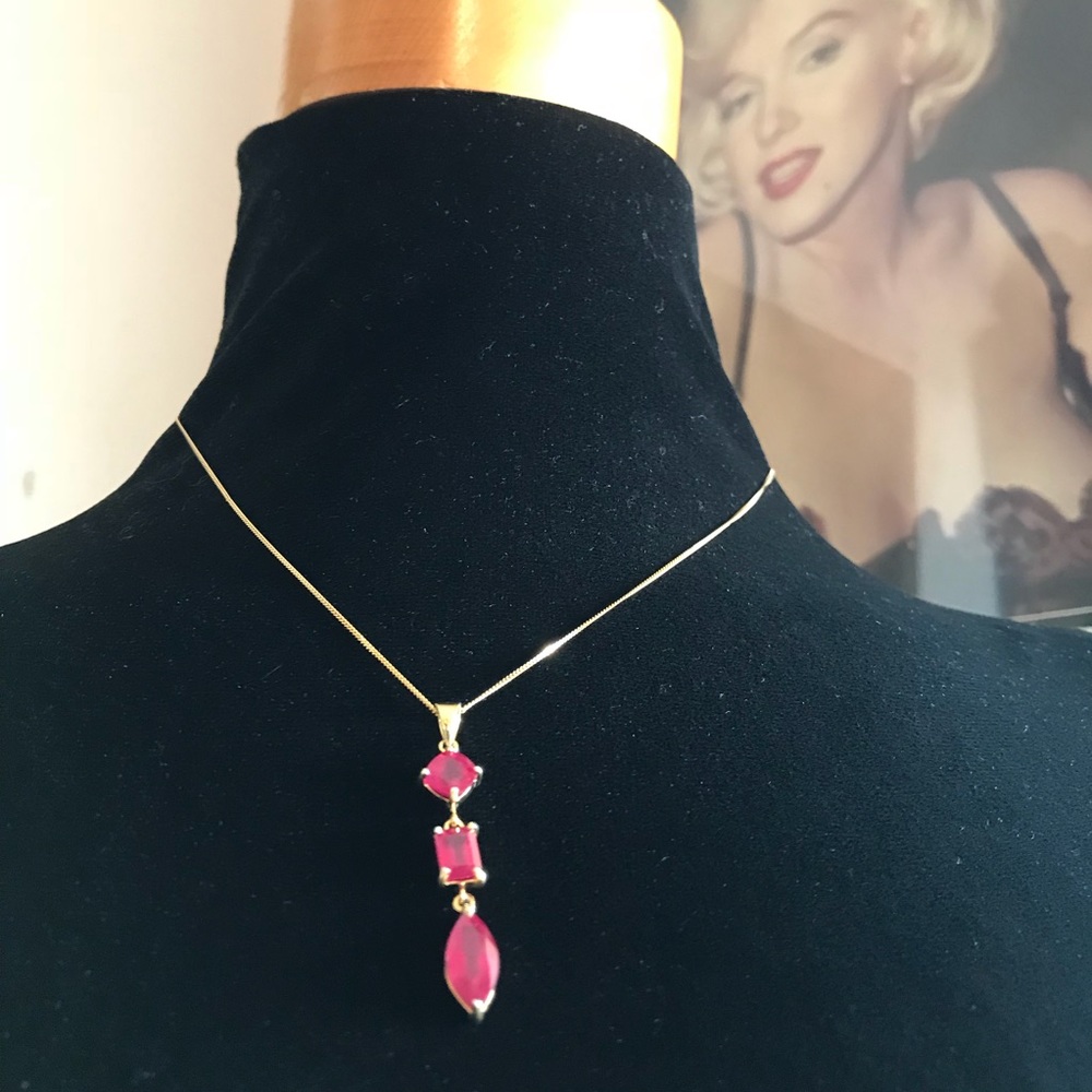 👉NEW👈 African Rubies Drop Necklace - Picture 2 of 7